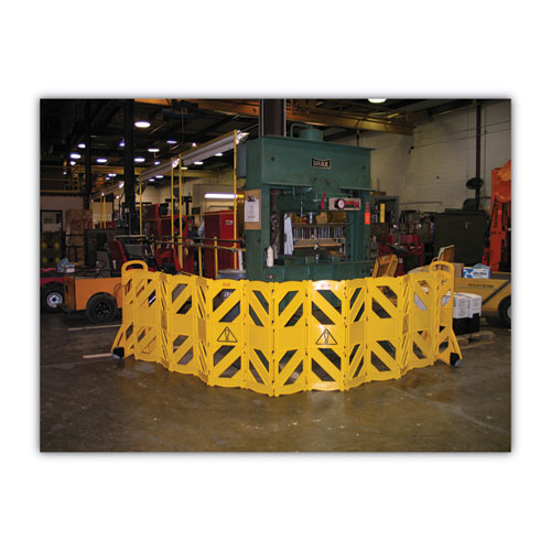 Image of Rubbermaid® Commercial Portable Mobile Safety Barrier, Plastic, 13 Ft X 40", Yellow