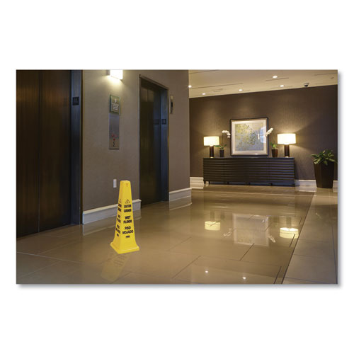 Image of Rubbermaid® Commercial Multilingual Wet Floor Safety Cone, 12.25 X 12.25 X 36