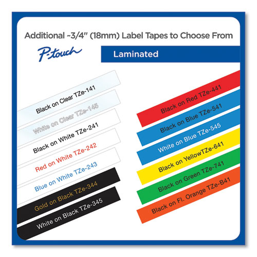Image of TZe Standard Adhesive Laminated Labeling Tape, 0.7" x 26.2 ft, Blue on White