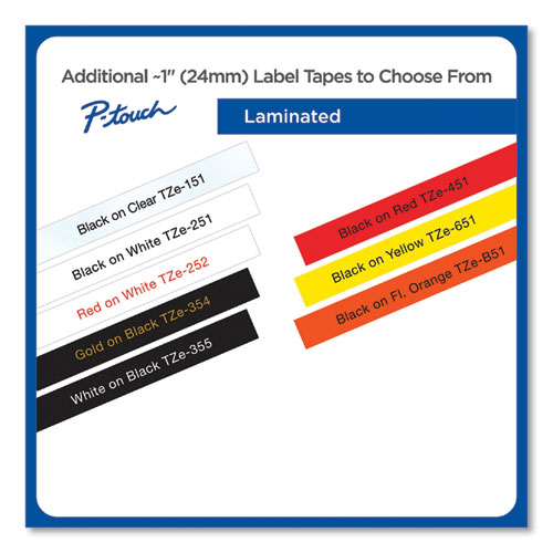 TZe Standard Adhesive Laminated Labeling Tape, 0.94" x 26.2 ft, Gold on Black