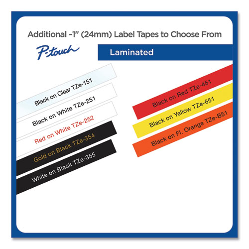 TZe Standard Adhesive Laminated Labeling Tape, 0.94" x 26.2 ft, White on Black