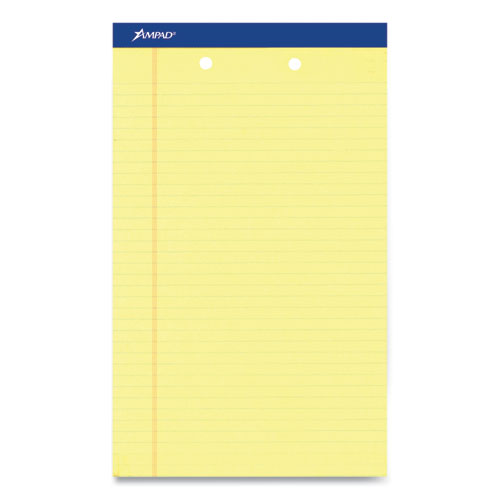 Perforated Writing Pads, Wide/Legal Rule, 50 Canary-Yellow 8.5 x 14 Sheets, Dozen