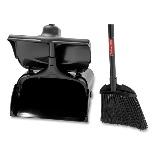 Image of Rubbermaid® Commercial Lobby Pro Upright Dustpan, With Cover, 12.5W X 37H, Plastic Pan/Metal Handle, Black
