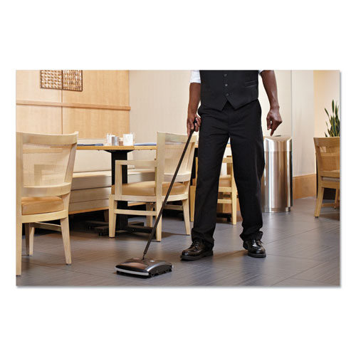 Image of Rubbermaid® Commercial Dual Action Sweeper, 44" Steel/Plastic Handle, Black/Yellow