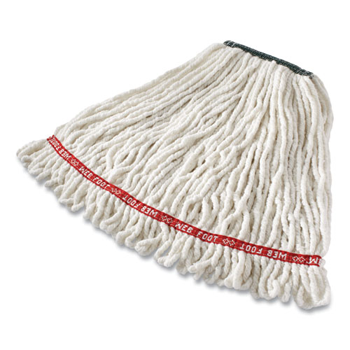 Image of Web Foot Shrinkless Looped-End Wet Mop Head, Cotton/Synthetic, Medium, White
