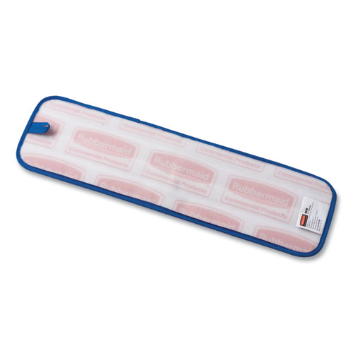 Image of Rubbermaid® Commercial Microfiber Wet Room Pad, Split Nylon/Polyester Blend, 18", Blue, 12/Carton