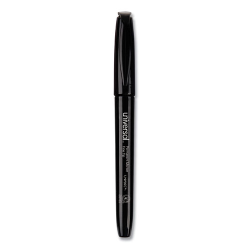 Image of Universal™ Pen-Style Permanent Marker, Fine Bullet Tip, Black, Dozen