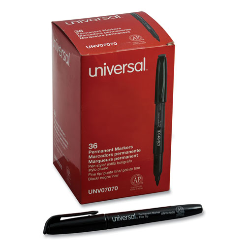 Universal™ Pen-Style Permanent Marker Value Pack, Fine Bullet Tip, Black, 36/Pack
