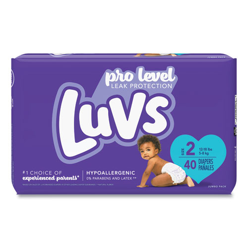 Luvs® Diapers, Size 2, 12 lbs to 18 lbs, 40/Pack, 2 Pack/Carton