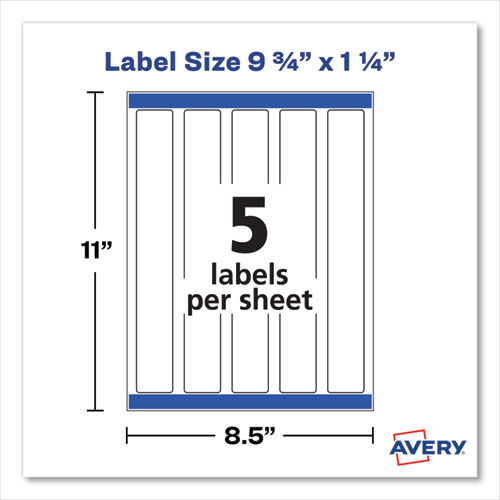 Image of Avery® Water-Resistant Wraparound Labels W/ Sure Feed, 9.75 X 1.25, White, 40/Pack