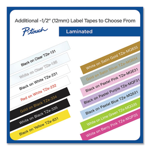 TZe Standard Adhesive Laminated Labeling Tape, 0.47" x 26.2 ft, Black on Yellow