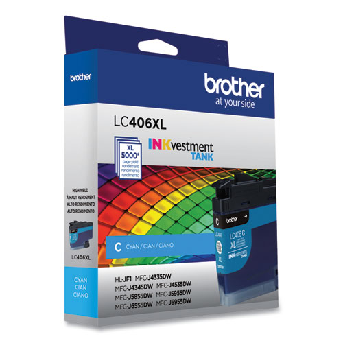 Image of Brother Lc406Xlcs Inkvestment High-Yield Ink, 5,000 Page-Yield, Cyan