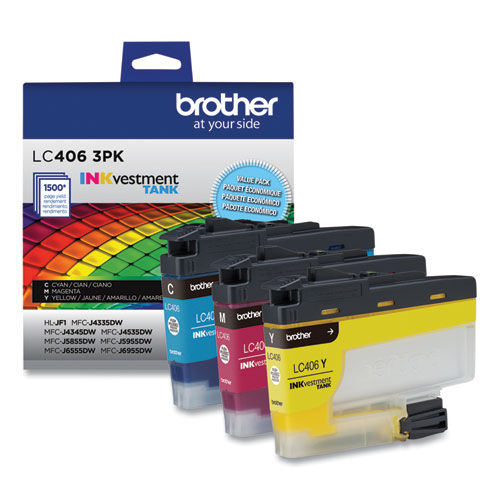 LC4063PK INKvestment Ink, 1,500 Page-Yield, Cyan/Magenta/Yellow, 3 Pack