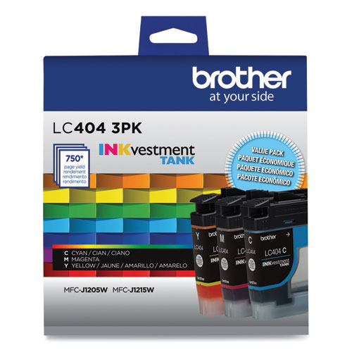 Image of Brother Lc4043Pk Inkvestment Ink, 750 Page-Yield, Cyan/Magenta/Yellow, 3/Pack