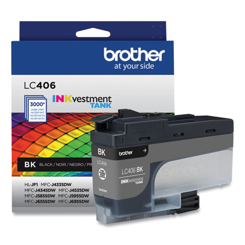 Image of Brother Lc406Bks Inkvestment Ink, 3,000 Page-Yield, Black