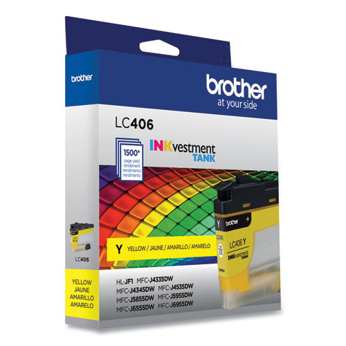 Image of Brother Lc406Ys Inkvestment Ink, 1,500 Page-Yield, Yellow