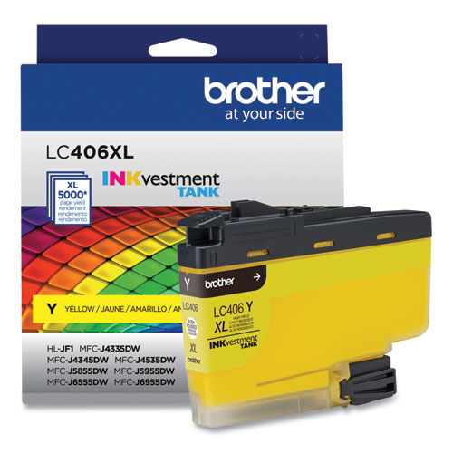 Image of Brother Lc406Xlys Inkvestment High-Yield Ink, 5,000 Page-Yield, Yellow