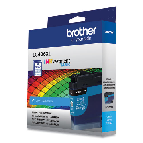 Image of Brother Lc406Xlcs Inkvestment High-Yield Ink, 5,000 Page-Yield, Cyan