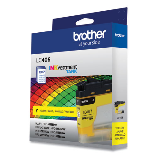 Image of Brother Lc406Ys Inkvestment Ink, 1,500 Page-Yield, Yellow