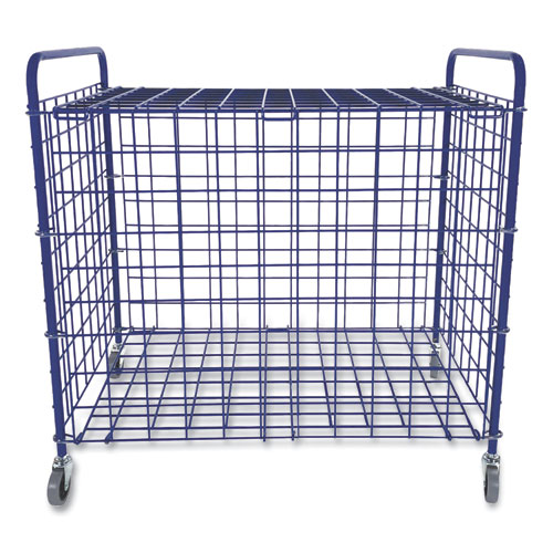 Image of Lockable Ball Storage Cart, Fits Approximately 24 Balls, Metal, 37" x 22" x 20", Blue