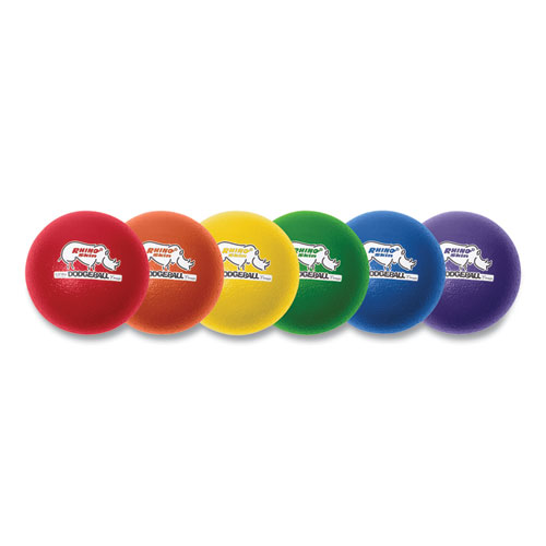Rhino Skin Dodge Ball Set, 8" Diameter, Assorted Colors, 6/Set