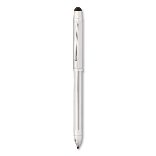 Tech3+ Multi-Color Ballpoint Pen/Stylus, Retractable, Medium 1 mm, Black/Red Ink, Lustrous Chrome Barrel