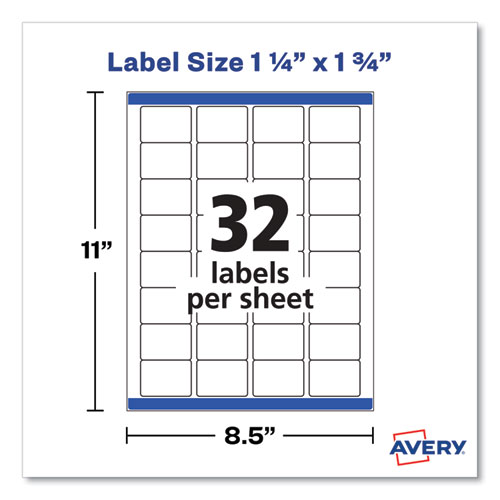 Image of Avery® Removable Durable White Rectangle Labels W/ Sure Feed, 1.25 X 1.75, 256/Pk