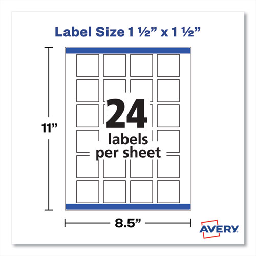 Image of Avery® Square Labels With Sure Feed And Trueblock, 1.5 X 1.5, White, 600/Pack