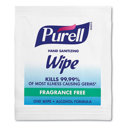 PURELL® Sanitizing Hand Wipes, Individually Wrapped, 5 x 7, Unscented, White, 100/Box