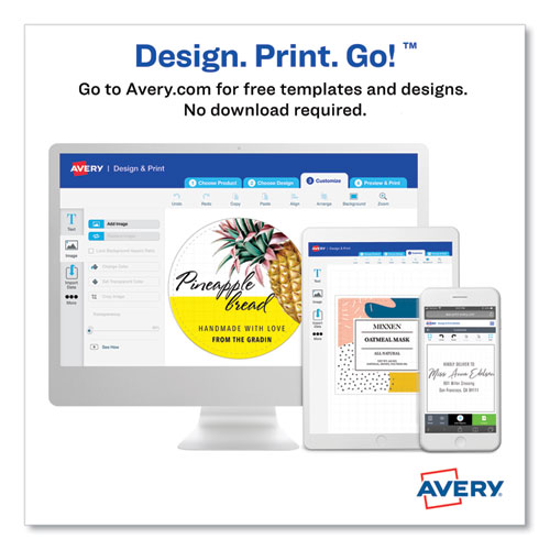 Image of Avery® Square Print-To-The-Edge Labels, Inkjet/Laser Printers, 2 X 2, Kraft Brown, 12/Sheet, 25 Sheets/Pack