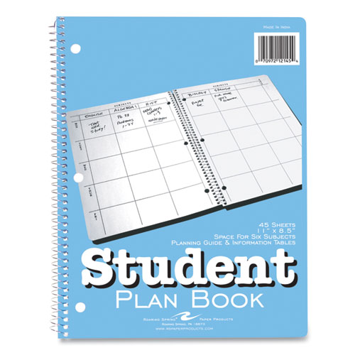 Roaring Spring® Student Plan Book, 40-Weeks: Six-Subject Day, Blue/White Cover, (100) 11 X 8.5 Sheets