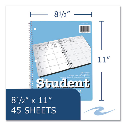 Image of Roaring Spring® Student Plan Book, 40-Weeks: Six-Subject Day, Blue/White Cover, (100) 11 X 8.5 Sheets