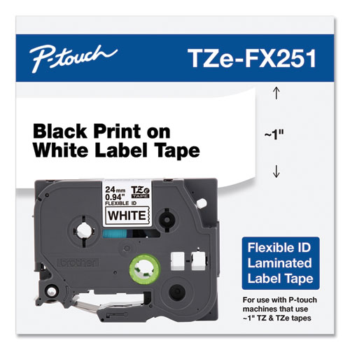 Image of Brother P-Touch® Tze Flexible Tape Cartridge For P-Touch Labelers, 0.94" X 26.2 Ft, Black On White