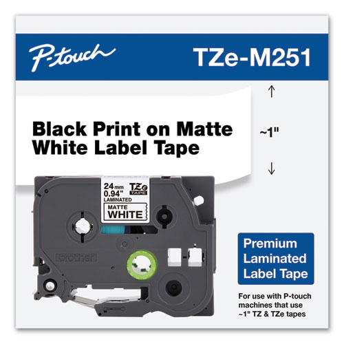 Image of Brother Tze Premium Laminated Tape, 0.94" X 26.2 Ft, Black On White