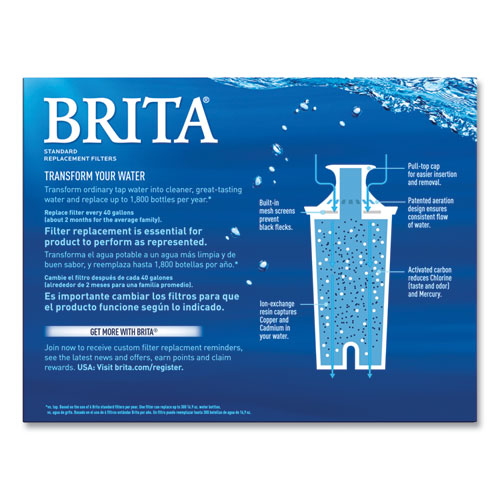 Image of Brita® Water Filter Pitcher Advanced Replacement Filters, 3/Pack, 8 Packs/Carton