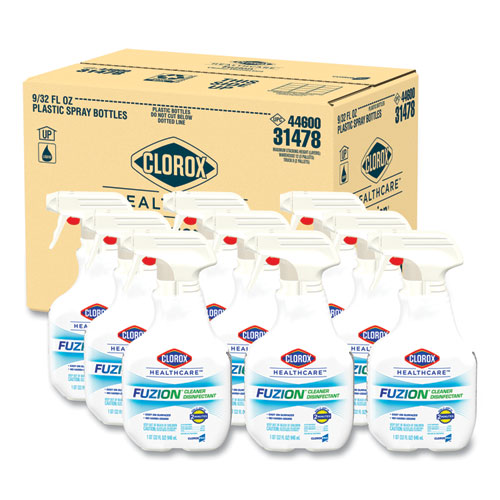 Clorox Healthcare® Fuzion Cleaner Disinfectant, Unscented, 32 oz Spray Bottle, 9/Carton