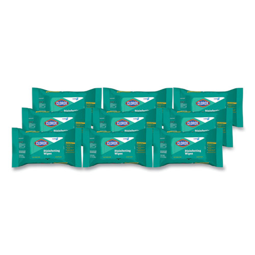 Clorox® Disinfecting Wipes, On The Go Pack, 7.25 x 7, Fresh Scent, 70/Pack, 9 Packs/Carton