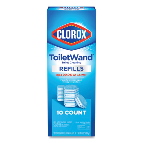 Clorox® Disinfecting ToiletWand Refill Heads, Blue/White, 10/Pack, 6 Packs/Carton