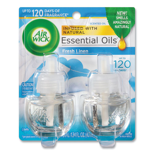 Air Wick® Scented Oil Twin Refill, Fresh Linen, 0.67 Oz, 2/Pack, 6/Carton