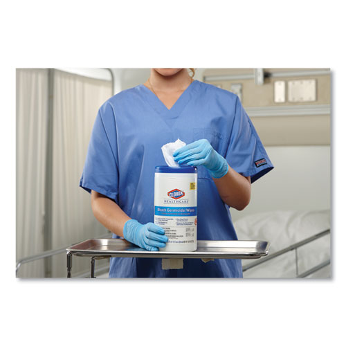 Image of Clorox Healthcare® Bleach Germicidal Wipes, 1-Ply, 6 X 5, Unscented, White, 150/Canister, 6 Canisters/Carton