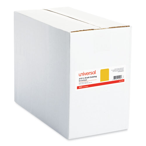 Image of Universal® Catalog Envelope, #13 1/2, Square Flap, Gummed Closure, 10 X 13, Brown Kraft, 250/Box