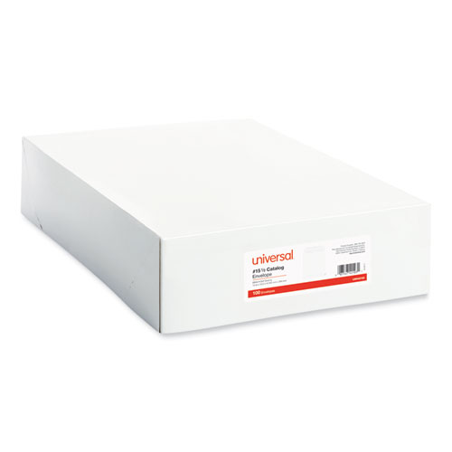 Image of Universal® Self-Stick Open End Catalog Envelope, #15 1/2, Square Flap, Self-Adhesive Closure, 12 X 15.5, White, 100/Box