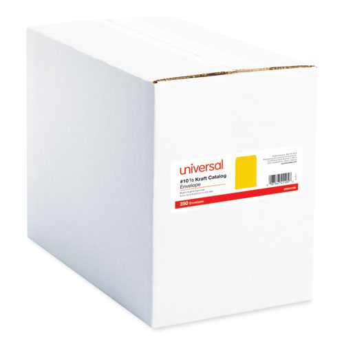 Image of Universal® Catalog Envelope, 24 Lb Bond Weight Paper, #10 1/2, Square Flap, Gummed Closure, 9 X 12, Brown Kraft, 250/Box
