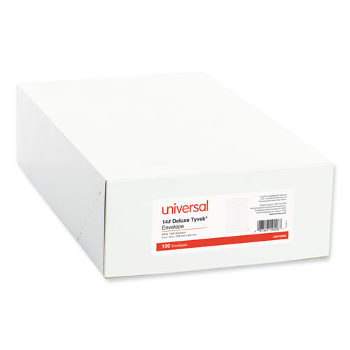Universal® Deluxe Tyvek Envelopes, #10 1/2, Square Flap, Self-Adhesive Closure, 9 X 12, White, 100/Box