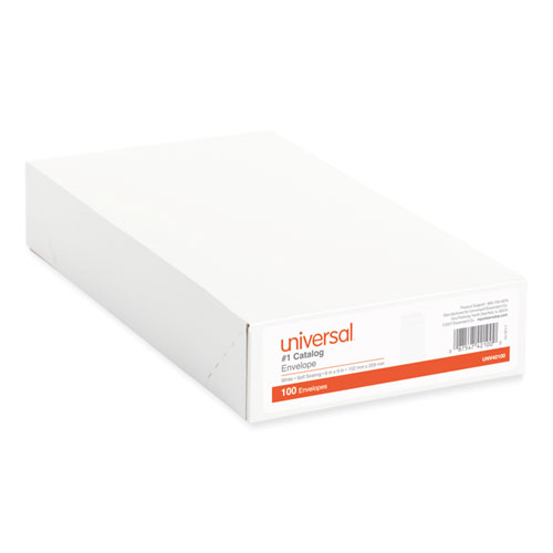 Image of Universal® Self-Stick Open End Catalog Envelope, #1, Square Flap, Self-Adhesive Closure, 6 X 9, White, 100/Box