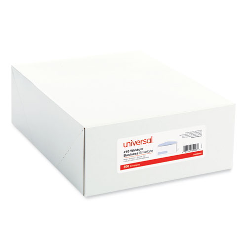 Open-Side Security Tint Business Envelope, 1 Window, #10, Commercial Flap, Gummed Closure, 4.13 x 9.5, White, 500/Box
