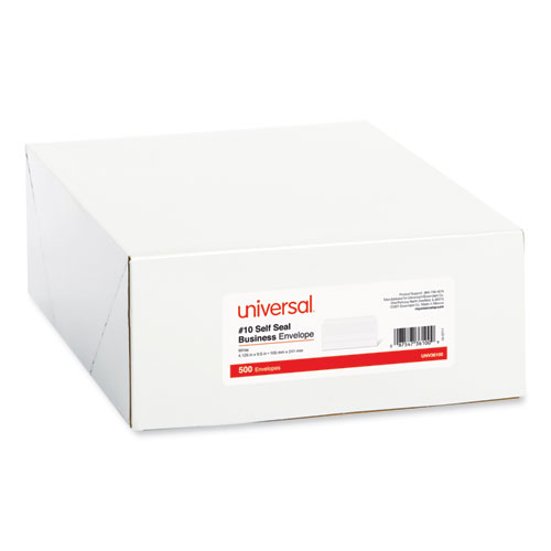 Image of Universal® Self-Seal Business Envelope, #10, Square Flap, Self-Adhesive Closure, 4.13 X 9.5, White, 500/Box