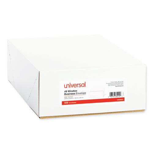 Image of Universal® Open-Side Business Envelope, 1 Window, #9, Square Flap, Gummed Closure, 3.88 X 8.88, White, 500/Box