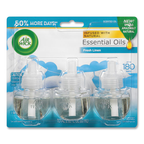 Image of Air Wick® Scented Oil Refill, Warming - Fresh Linen, 0.67 Oz, 3/Pack, 6 Packs/Carton