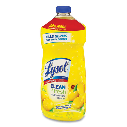 Image of Lysol® Brand Clean And Fresh Multi-Surface Cleaner, Sparkling Lemon And Sunflower Essence, 48 Oz Bottle, 9/Carton